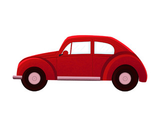 卡通车汽车元素红色轿车PNG素材